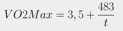A mathematical formula for calculating the VO2max value with the 1,5 Mile Run test method.
