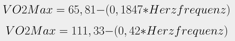 A mathematical formula for calculating the VO2max value with the Queens College test method.